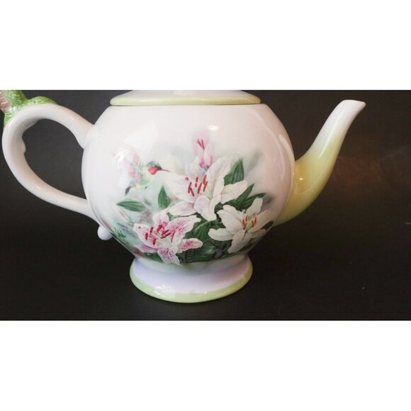 Vintage Teleflora Hummingbirds and Lilies by Lena Liu Teapot - Picture 2 of 8